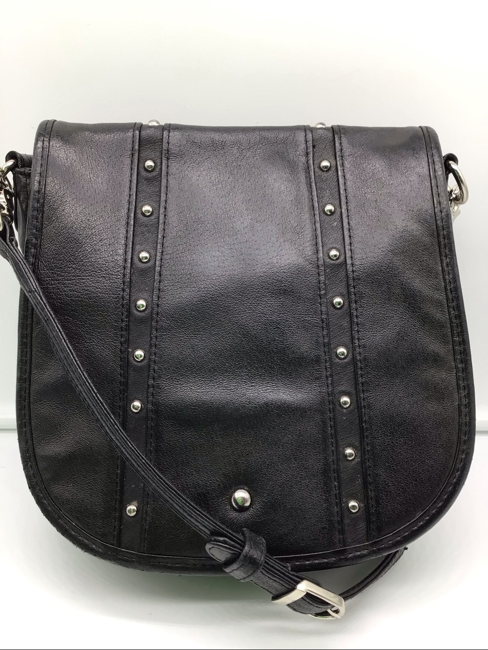Gun Tote’N Mamas Black Leather Stud Crossbody Bag
